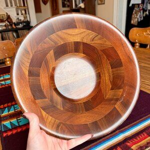 Vintage Mid-Century Modern Segmented Wooden Serving Bowl